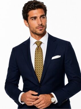 Altea Milano Silk Tie Gold Geometric Italy Lansky Luxury